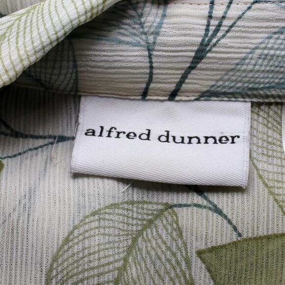 Alfred Dunner Blue Green Leaf Button Down Blouse Size 16 Leaves - Picture 7 of 10